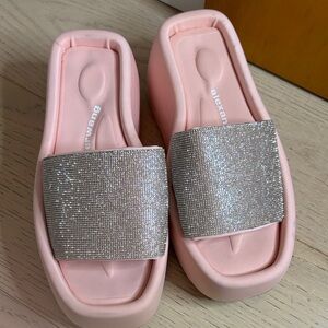 Alexander Wang Blush Sandals with Glittering Silver Strap